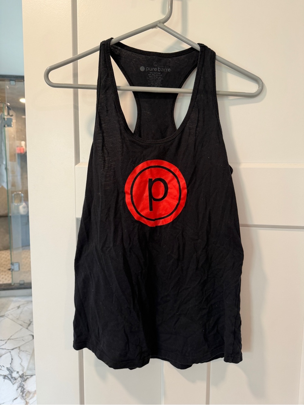 Pure Barre Black Racerback Tank with White Logo